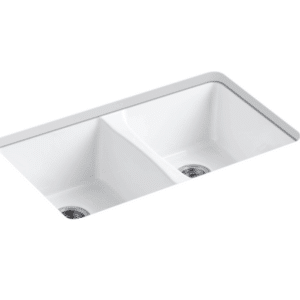 Kohler K-5873 Cast Iron Double Bowl Under-Mount | Quartz Countertop