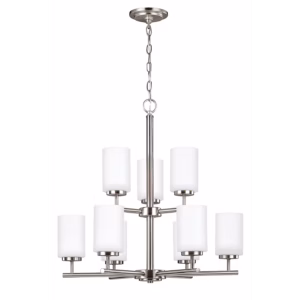 Brushed Nickel Oslo 9-Light/2-Tier Chandelier | 31162-962